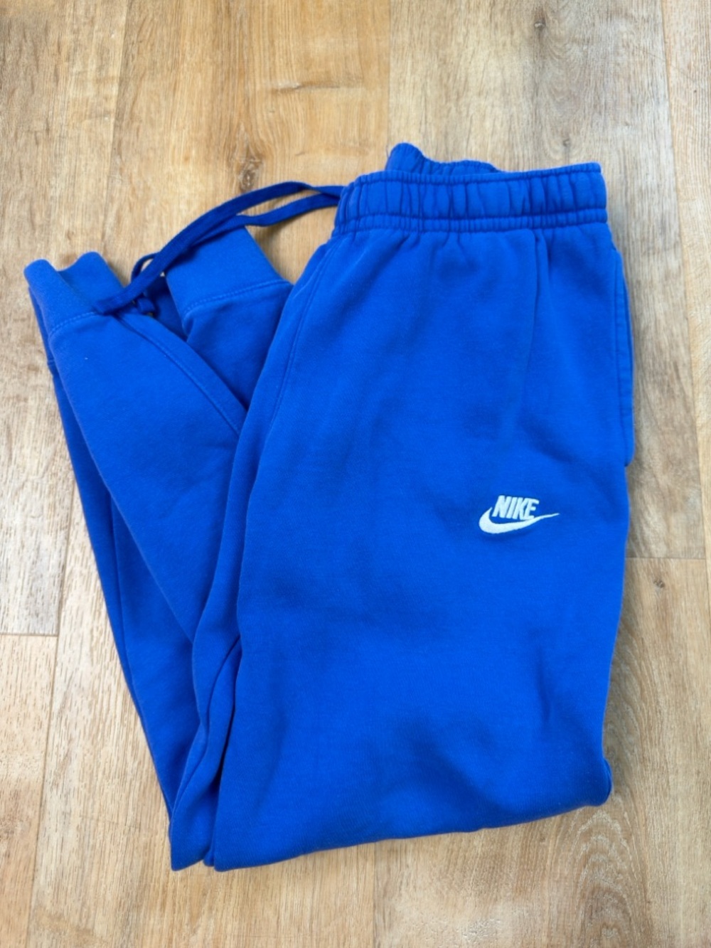 Nike Kids Blue Fleece Joggers with White Swoosh